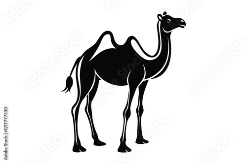 Camel Silhouette, Camel Isolated On White Background, Camel on black and white vector design, Desert and Wildlife