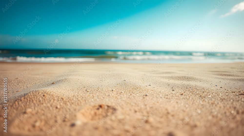 Closeup sea sand beach. Panoramic beach landscape. Inspire tropical beach seascape horizon. Orange and golden sunset sky calmness tranquil relaxing sunlight summer mood. Vacation travel holiday banner