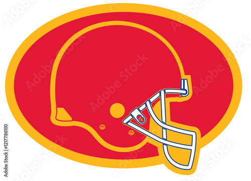 helmet - gold  and red football player helmet, sport vector graphics, hockey, for street art - graffiti lettering typography - art illustration - multicolor - writen	