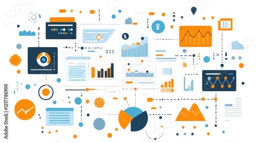 A collage of data visualizations and analytics graphics for business insights.
