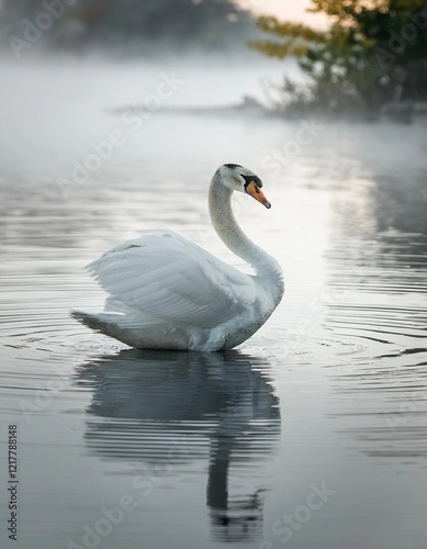 white swan on the lake