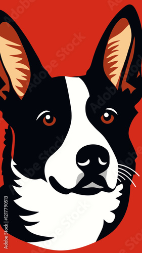 Australian Cattle Dog Flat Minimalist Vector Illustration with Bold Colors