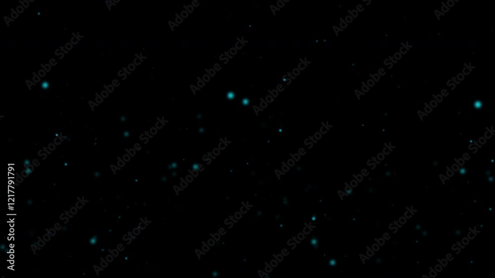  Floating Teal Particles on Black Background - Looping Animation