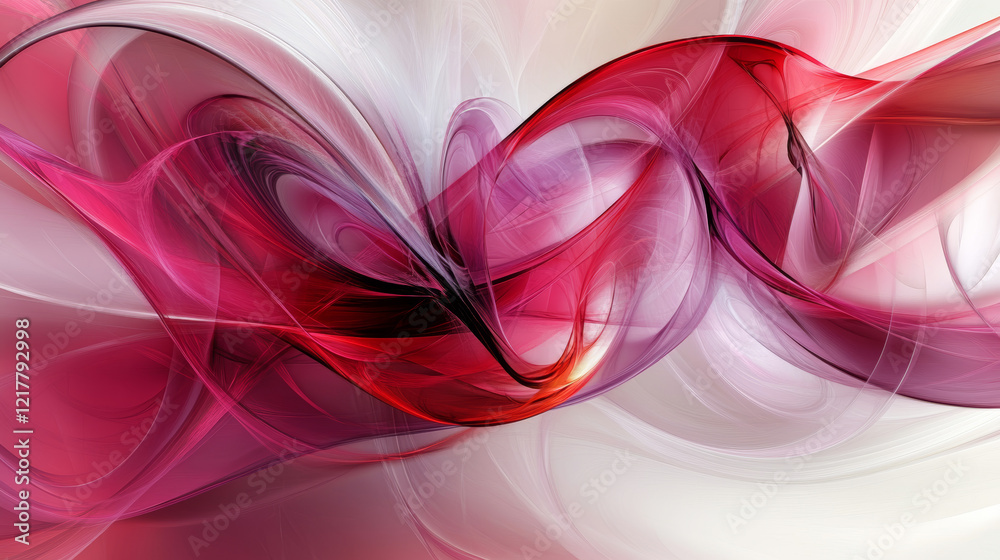 Fototapeta premium Abstract Pink and Red Art: A more artistic take with abstract shapes or swirls of pink, red, and white that evoke a sense of love and movement. 