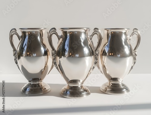 Three distinctive trophies isolated on a white background photo