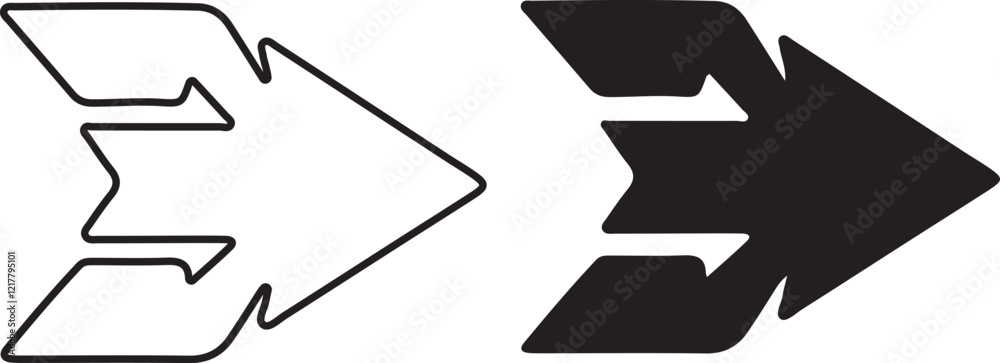 Flat and outline Arrow icon design on white background Flat and outline Arrow icon design on white background