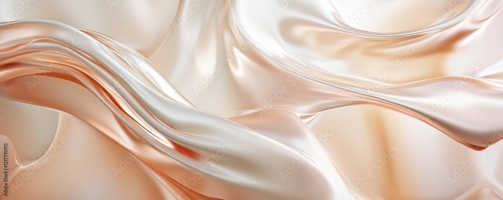Fototapeta premium Abstract flowing silk fabric with soft peach and cream tones