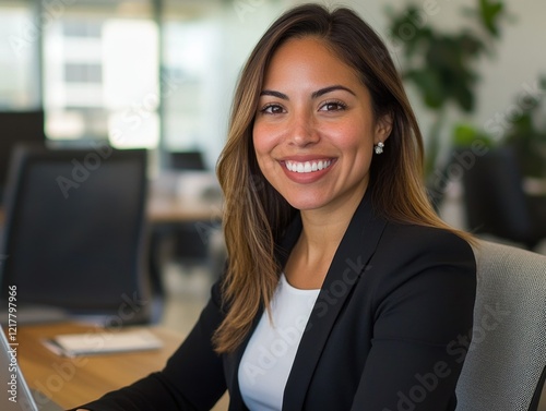 Smiling Businesswoman at Desk