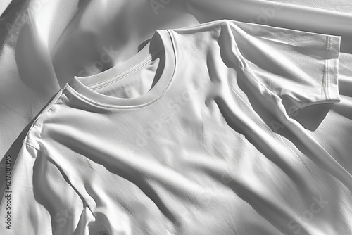 Detailed Close-Up Look at a White Men's Classic T-Shirt: Front and Back Features Highlighted