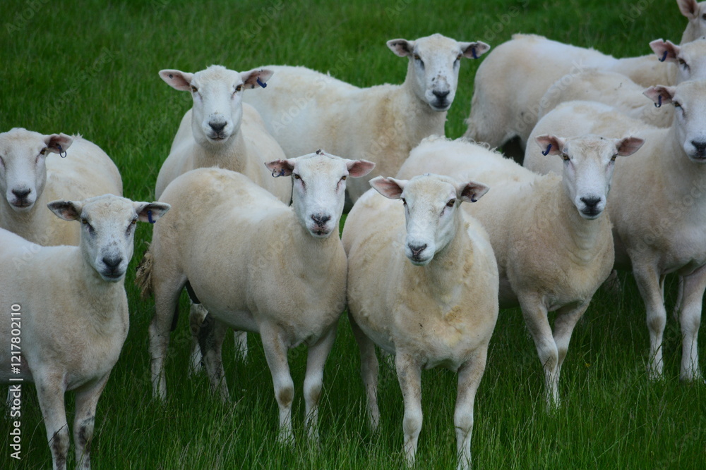 no-wool, shedding sheep in field no-wool, shedding sheep in field