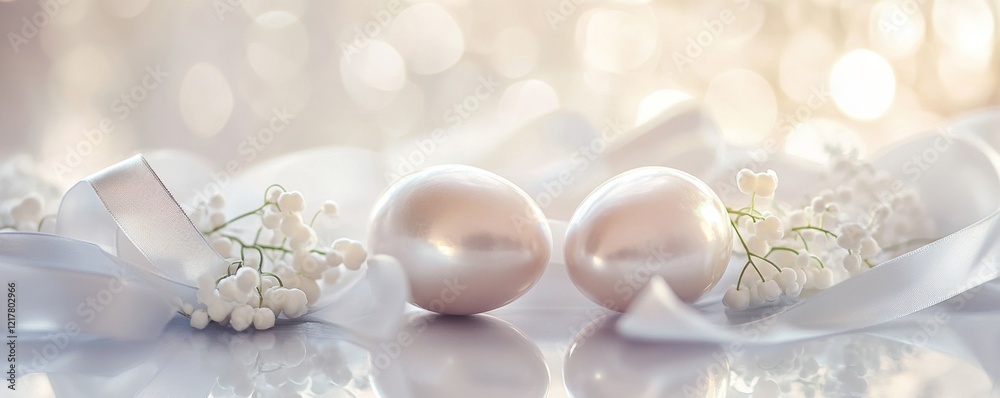 Elegant Easter composition with artisanal decorated eggs and fresh spring flowers on a trendy dark background. Perfect for social media marketing and business.