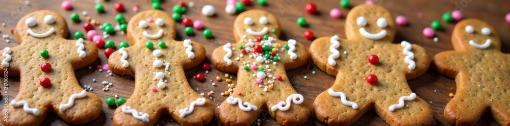 Frosting and sprinkles on top of a cut-out gingerbread cookie shape, shapes, baking, icing Frosting and sprinkles on top of a cut-out gingerbread cookie shape, shapes, baking, icing