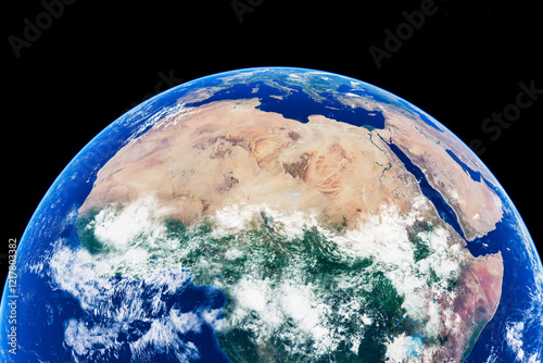 Fototapeta Naklejka Na Ścianę i Meble -  Stunning view of earth from space showcasing africa and the middle east