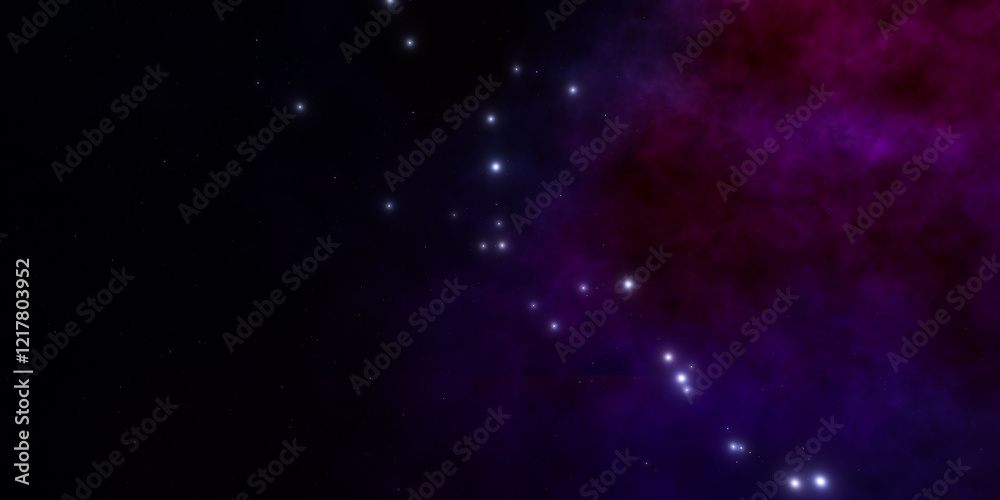 Obraz premium Stunning celestial landscape with stars in purple nebula cosmos