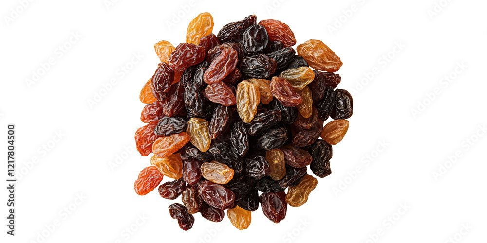 Mixed raisins pile isolated on transparent background Mixed raisins pile isolated on transparent background