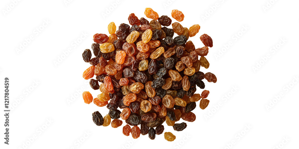 Obraz premium Raisins cluster spread isolated on transparent background
