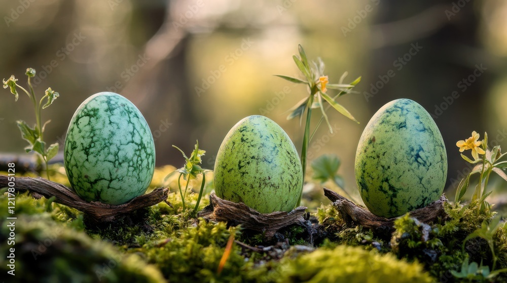 Elegant Easter composition with artisanal decorated eggs and fresh spring flowers on a trendy background. Perfect for social media marketing and business. Elegant Easter composition with artisanal decorated eggs and fresh spring flowers on a trendy background. Perfect for social media marketing and business.