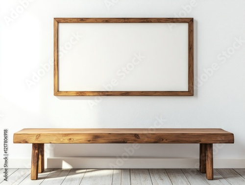 Wooden Bench with Abstract Art Background