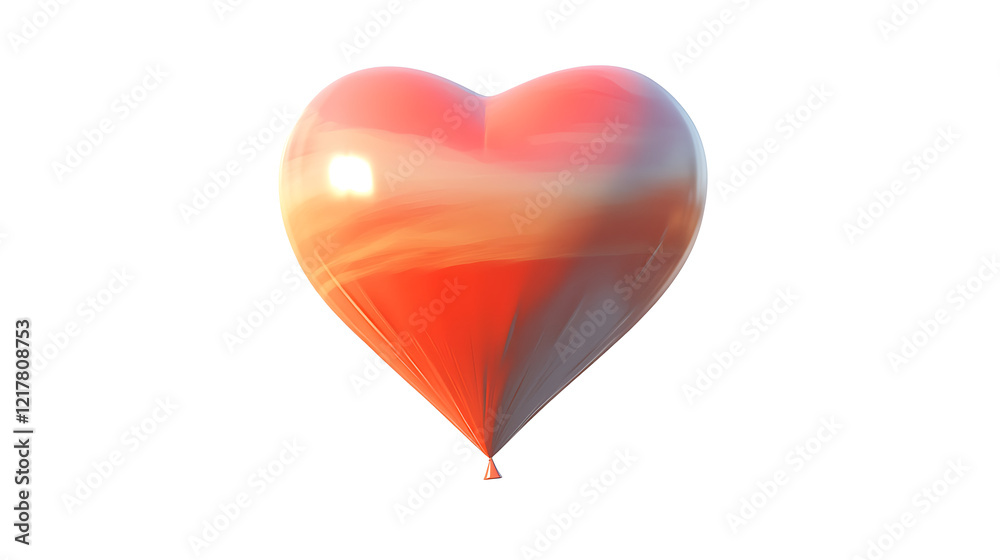 A heart-shaped balloon in the sky, isolated on white background in HD A heart-shaped balloon in the sky, isolated on white background in HD