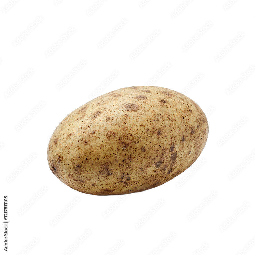 Fresh russet potato on white background rustic simplicity