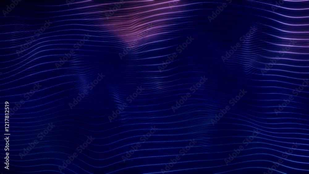 Abstract blue purple waves with smooth particle animation, digital dark blue background, motion design, 4k video Abstract blue purple waves with smooth particle animation, digital dark blue background, motion design, 4k video