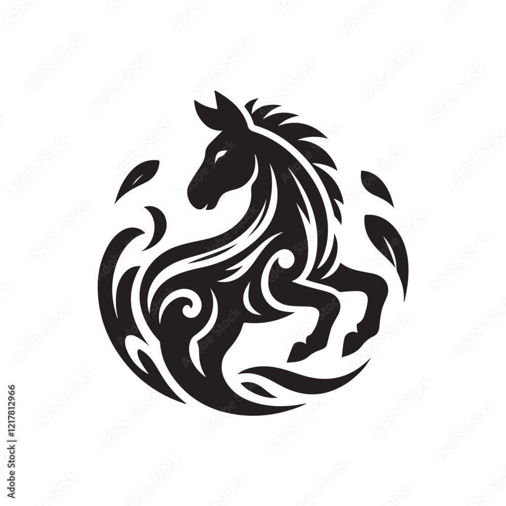 Naklejka premium Black Color Donkey silhouette design Vector Illustration, Solid White Background (1).eps
