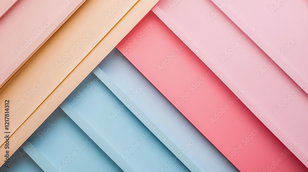 Fototapeta premium A minimalist composition of overlapping geometric shapes in pastel colors creating a clean and modern design