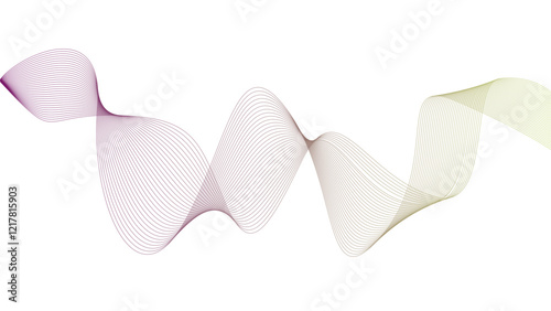 Vector curvy abstract line art wavy flowing dynamic purple and pink white background in concept music or sound, wave, wind, information flow	