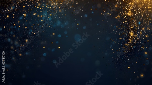 Mesmerizing Dark Blue and Gold Particle Background with Shimmering Effects