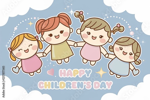 Cartoon illustration for Happy Children's Day celebration - banner or greeting card