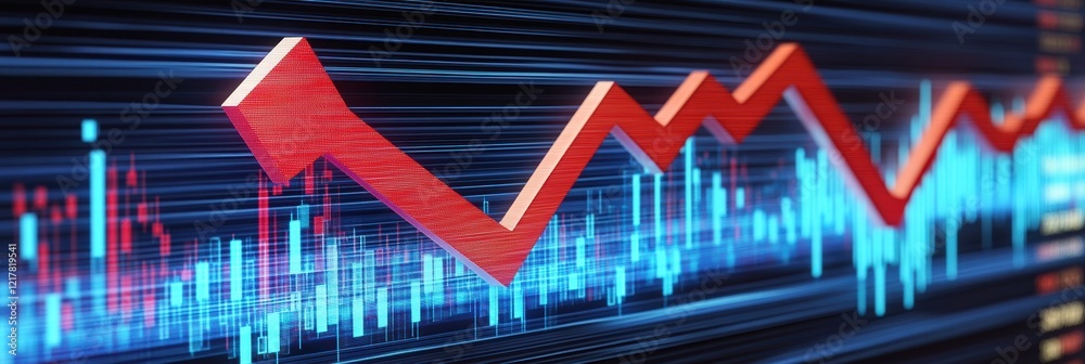 Naklejka premium Graph showing steady growth with an upward trend in financial data analysis