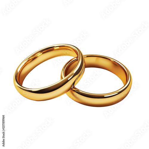 Elegant gold wedding rings isolated on a transparent background showcasing timeless love and commitment between partners, gold wedding rings isolated on transparent background