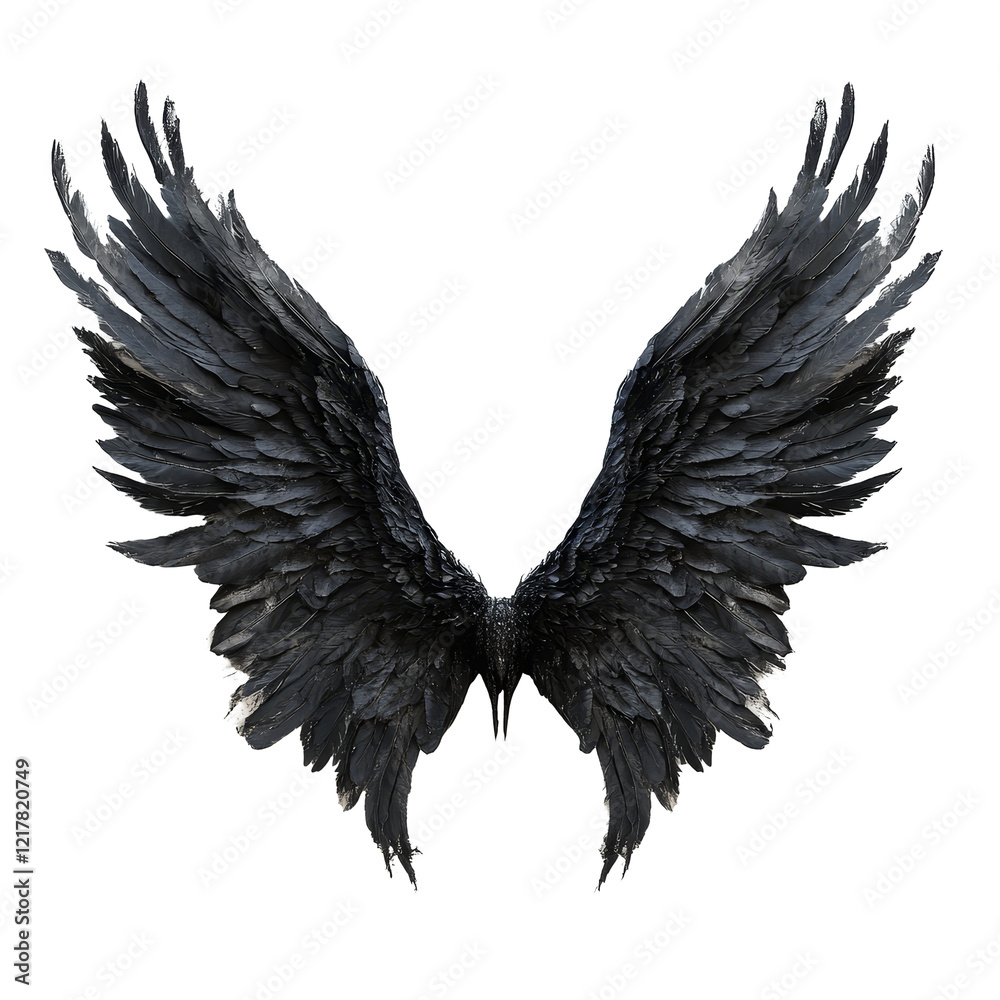 Dramatic black demon wings display against a stark transparent background for artistic inspiration and fantasy themes, Demon wings on transparent background Dramatic black demon wings display against a stark transparent background for artistic inspiration and fantasy themes, Demon wings on transparent background
