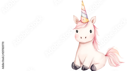 Cute baby unicorn in watercolors, pastel colors