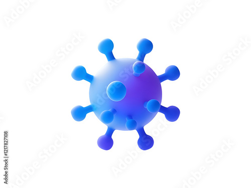 3D icon with blank white background,virus Minimalist cartoon design