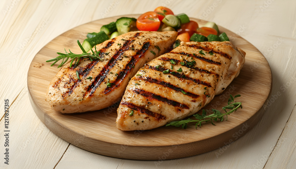 Grilled chicken breast with fresh vegetables Grilled chicken breast with fresh vegetables