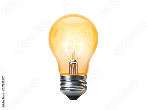 3D icon with blank white background,light bulb Minimalist cartoon design,isolated,bright,bulb
