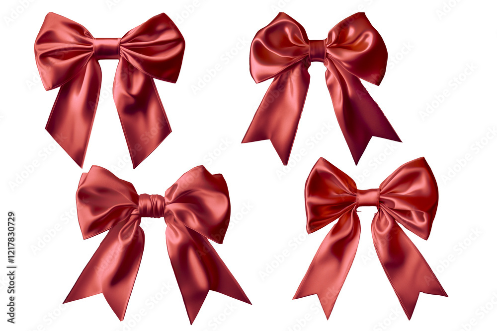 set of red bows, cut out set of red bows, cut out