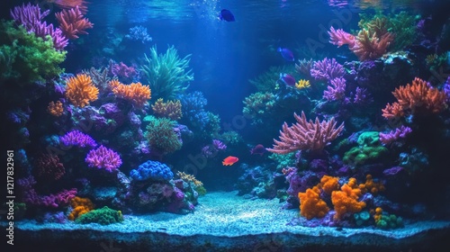 Wallpaper Mural Vibrant coral reef aquarium scene with colorful fish and diverse marine life. Torontodigital.ca