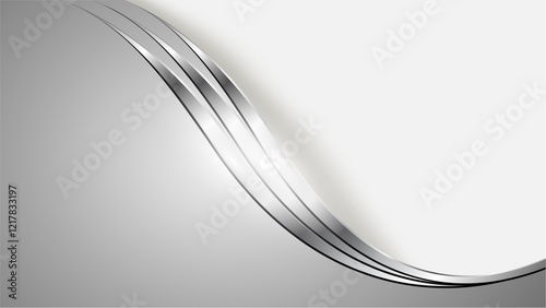 Silver gray abstract business background with shiny metal waves.
