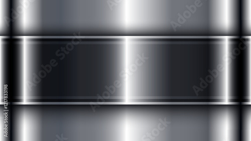 Silver chrome metal 3D background, lustrous and shiny metallic design with striped pattern.