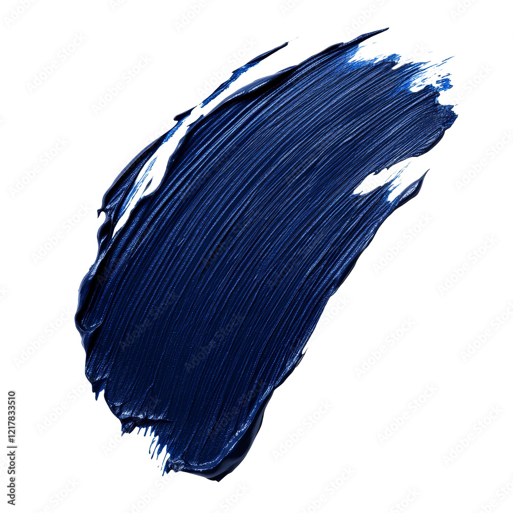 Fototapeta premium Navy blue paint smeared in an artistic brush stroke on a clean transparent background, navy blue paint smeart brush strokeisolated on transparent background