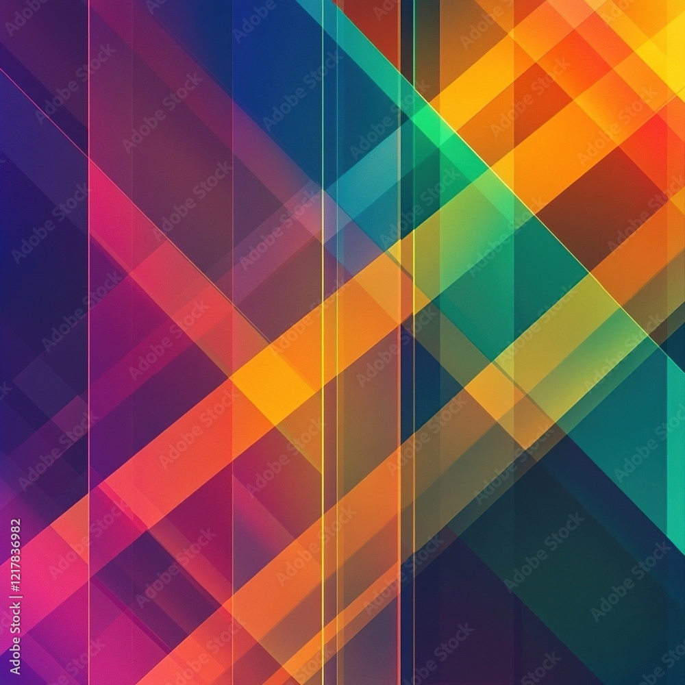 Obraz premium Abstract colorful geometric background with overlapping transparent shapes and vibrant hues.
