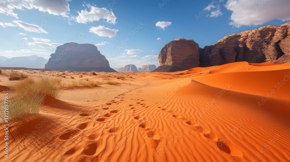 Footprints in the Wadi Rum Desert, Jordan: A Journey Through the Crimson Sands