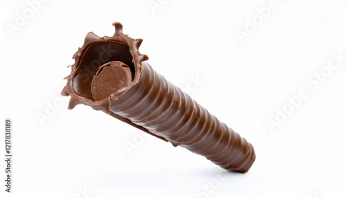 Chocolate wafer stick or roll isolated on white background including clipping path