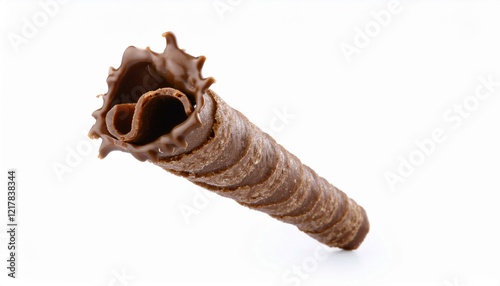 Chocolate wafer stick or roll isolated on white background including clipping path