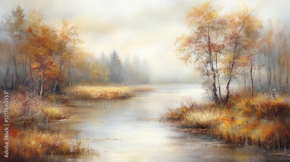 Naklejka premium Tranquil Autumn Scene with Gentle Light