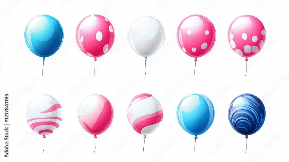 Colorful Party Balloon Element Set on Transparent Background Colorful Party Balloon Element Set on Transparent Background