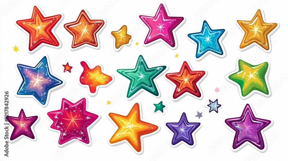 Magical Sparkly Stars Sticker on Transparent Background Magical Sparkly Stars Sticker on Transparent Background