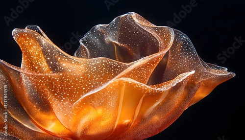 Amber Glass Sculpture Resembles a Delicate Flower